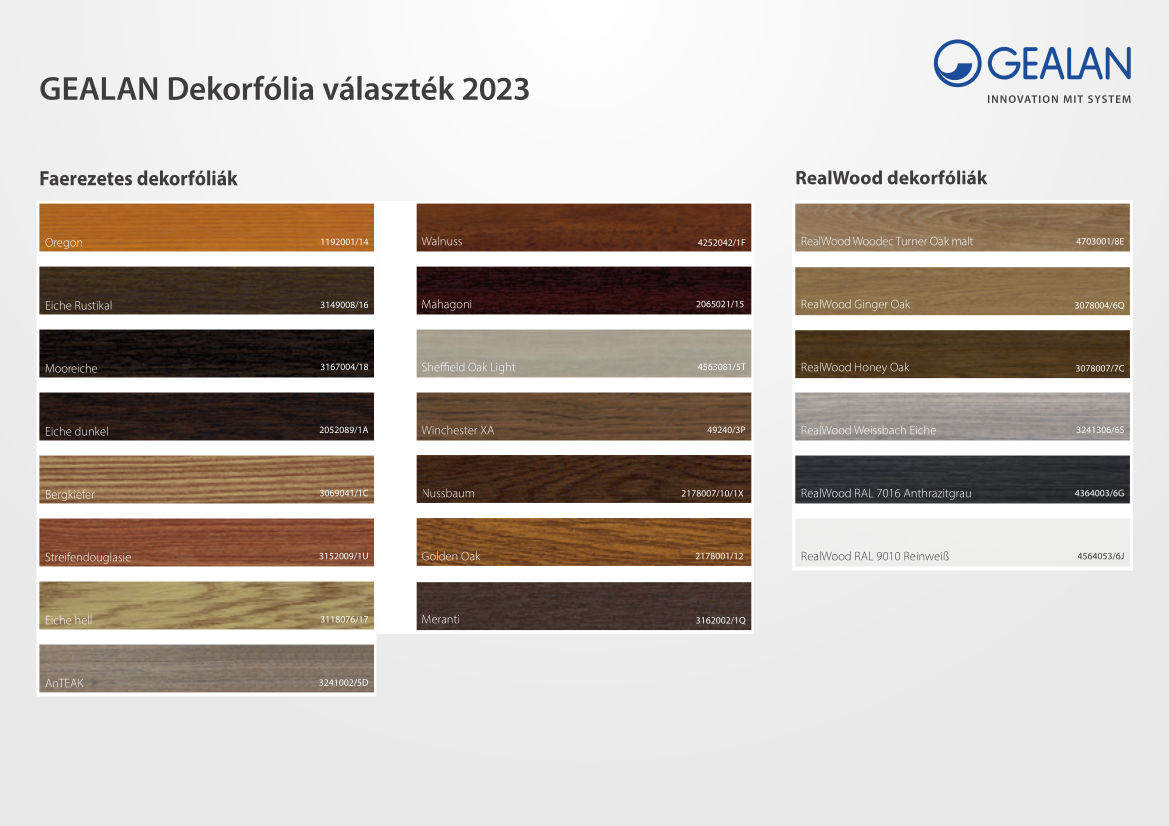 GEALAN faerezetes dekorfólia választék 2023.